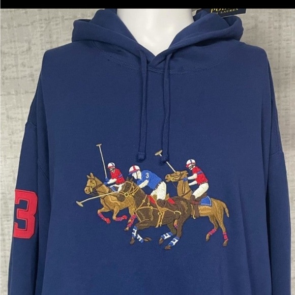 Polo Ralph Lauren Triple Pony Fleece Hoodie Navy mens 3XLT NWT